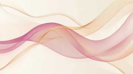 An elegant minimalist design featuring soft, flowing curves in deep rose, peach, and gold. The colors blend seamlessly into one another, with ample empty space 