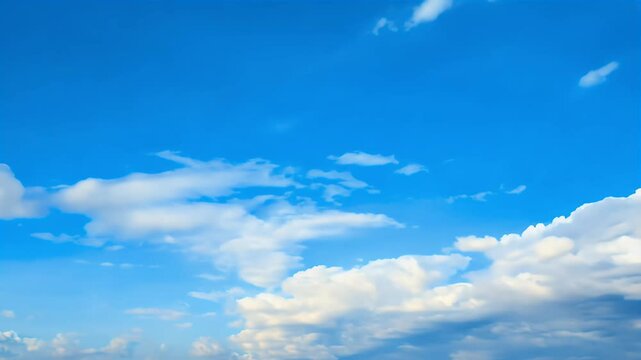 video of footage capturing vibrant white clouds moving bright blue sky noon visible shifts ather patterns hot day