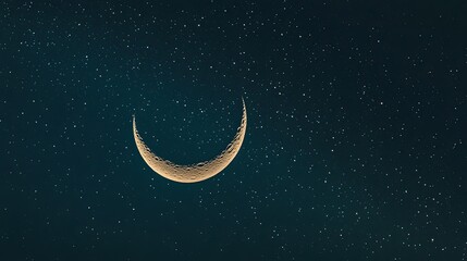 Obraz premium A Crescent Moon Illuminated Against a Starry Night Sky
