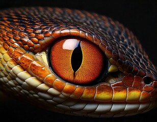 Fototapeta premium Fascinating close-up of a reptile's eye showcasing intricate details and vibrant colors