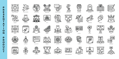 Icon set product presentation combination of full black outline