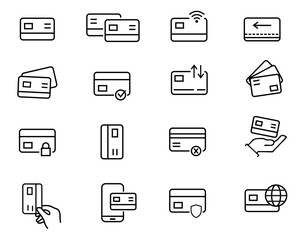Credit cards icon set editable stroke 