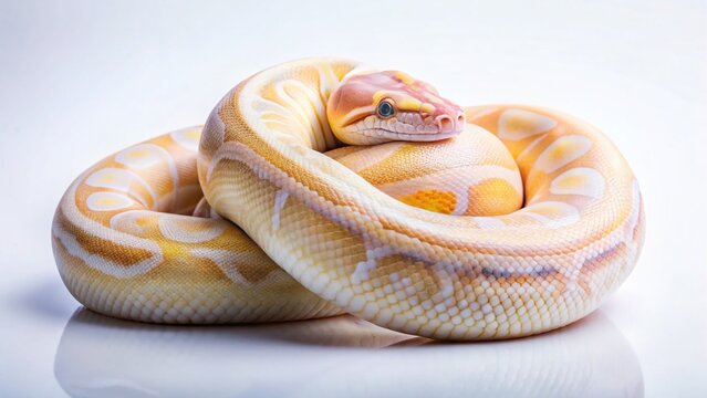 Pastel Ball Python: Soft, Faded Colors on White Background - World Snake Day
