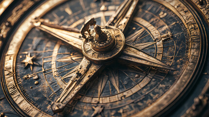 Fototapeta premium Close-up of ornate celestial compass. Celestial Cartographers. Illustration
