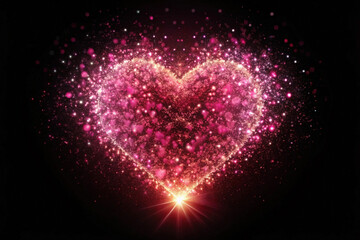 Sparkling heart, glowing, dark background, Valentine's Day, romantic design