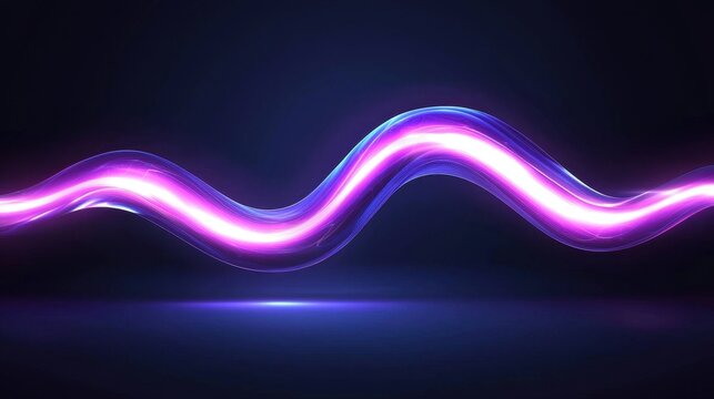 Colorful neon wave design with glowing effects in a dark background.