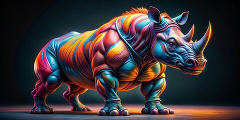 Fototapeta premium Powerful Rhino Mascot: Sports Team Logo Design, Athletic, Wild Animal, Rule of Thirds Composition