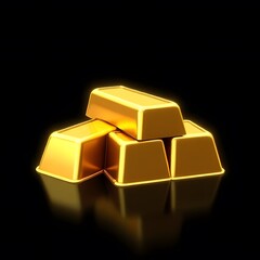 Obraz premium A stack of shiny gold bars on a black background representing wealth, success, and investment