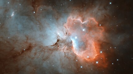 Obraz premium Wide Field Shot of Cosmic Cloud of Glowing Gas and Dust with Bright Stars Keywords nebula,space,ast
