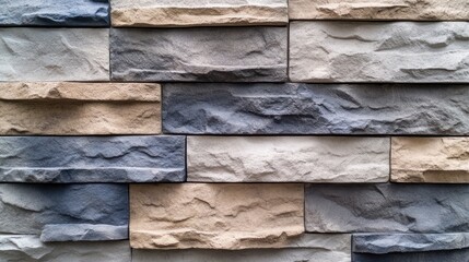 Textured Stone Wall: A Multi-hued Blend of Blues, Grays, and Beige