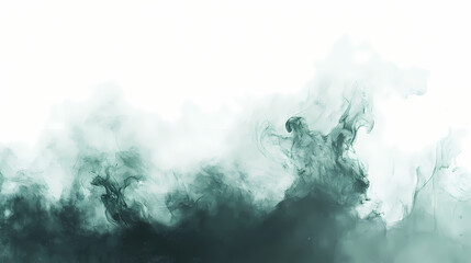 Green smoke, white background. Silken Mist Spirits. Illustration