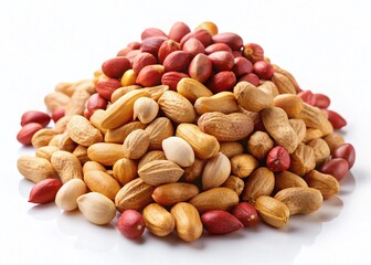 Roasted Peanuts Isolated on White Background - High-Resolution Stock Photo