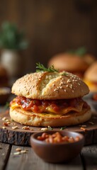 Generative AI: A Delicious Burger with Cheese and Tomato Sauce Creation