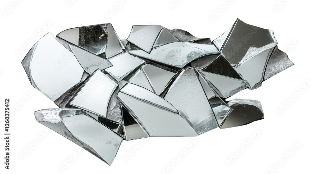 Aufkleber broken mirror shards reflecting light on transparent background