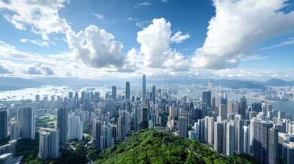 Fototapeta premium stunning cityscape with smog free skies showcasing sustainable architecture