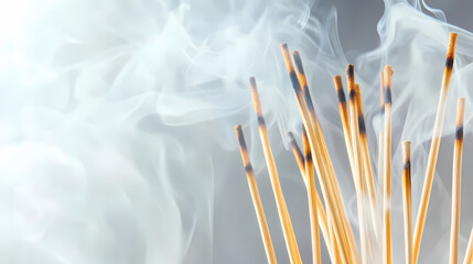 Abstract art. grey smoke from the aromatic sticks on a white background. background for halloween. texture fog. design element. the concept of aromatherapy. Silken Mist Spirits. Illustration