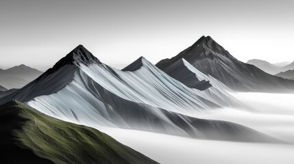 Majestic Mountains Enveloped In Misty Cloudscape