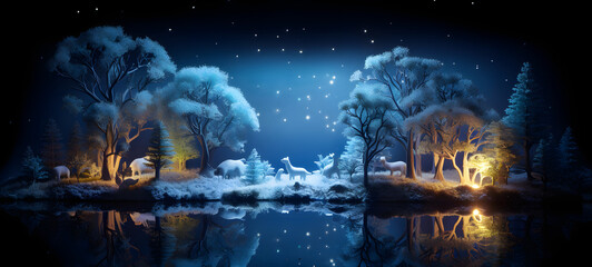 A miniature forest world model was created using delicate origami techniques to create a three-dimensional effect, Ai Generative