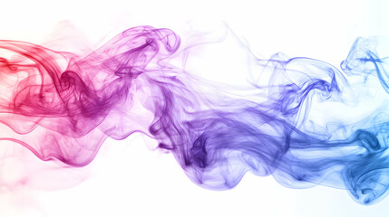 Colorful smoke swirls on white background; abstract art