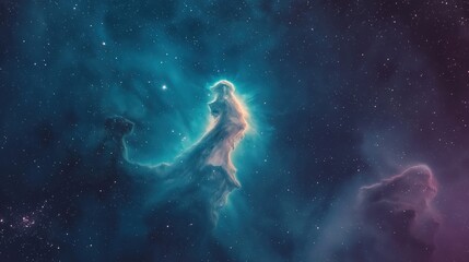 Fototapeta premium Cosmic Nebula Teal Purple Hues Stellar Backgrounds.Keywords nebula,space,cosmos,stars,galaxy,astrono