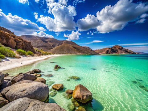 Serene Balandra Beach, La Paz, Baja California Sur: Calm Waters & Granite Boulders