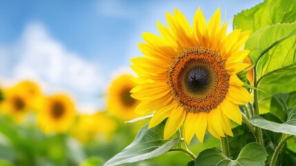Obraz premium A Vibrant Sunflower Blooms In A Sunny Field