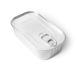 One closed tin can isolated on white