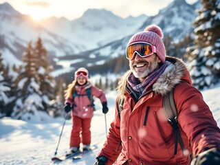 young couple in winter