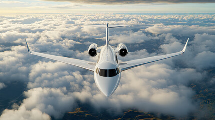private jet soaring through clouds, showcasing luxury and freedom