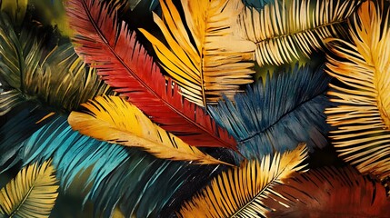 Vibrant Tropical Palm Leaves: A Symphony of Colors