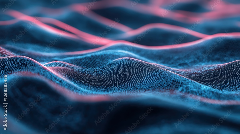 Poster abstract digital waveform particle landscape