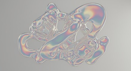 Fototapeta premium Futuristic 3D Glass Holographic Liquid Effect - Shimmering, Transparent, and Dynamic Digital Art for Tech and Sci-Fi Designs