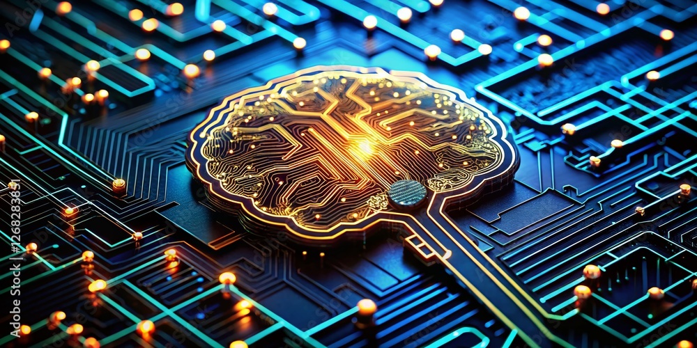 Aufkleber silhouette of ai cpu circuit board - artificial intelligence technology concept