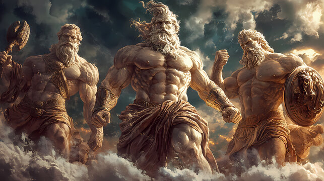 Ancient greek mythology statues gods titans classical art history culture. Thunder-Chained Titans. Illustration