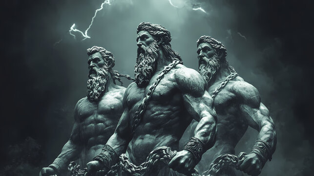 Ancient greek mythology statues gods titans classical art history culture. Thunder-Chained Titans. Illustration