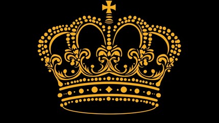 A decorative golden crown on a black background, symbolizing royalty.