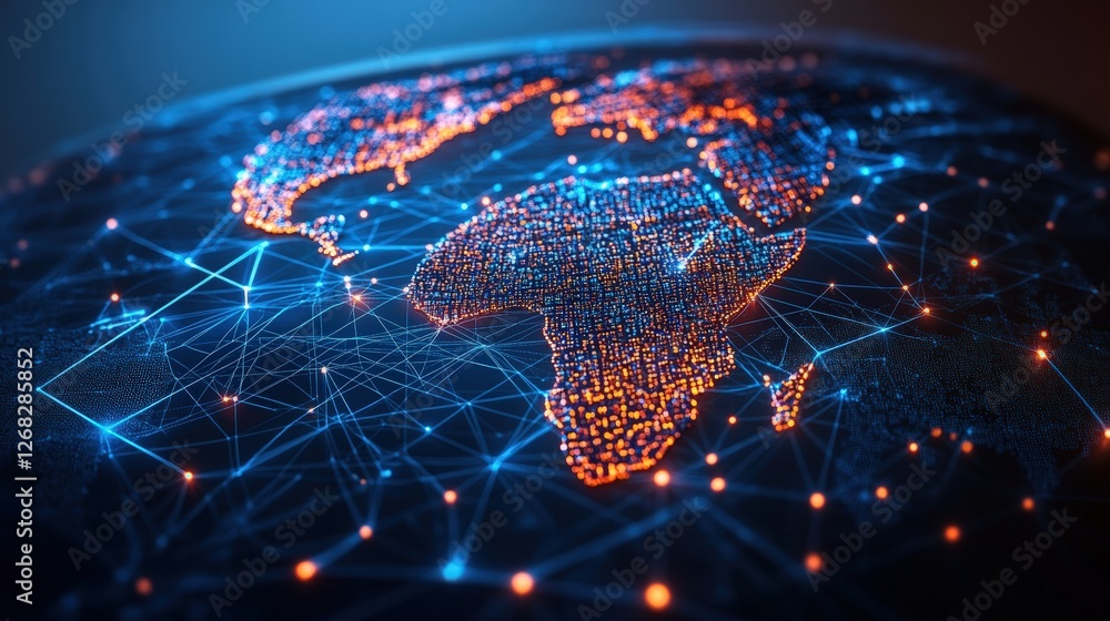 Aufkleber world map illustration showing global network connections and social media interactions with multipl