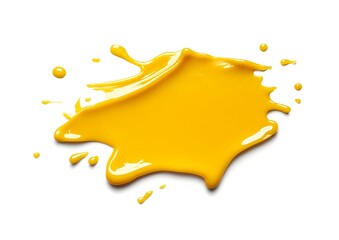 Vibrant Yellow Liquid Splashes on White; A Bold, Textured Abstract