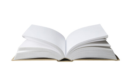 Obraz premium Open book with blank pages on transparent background