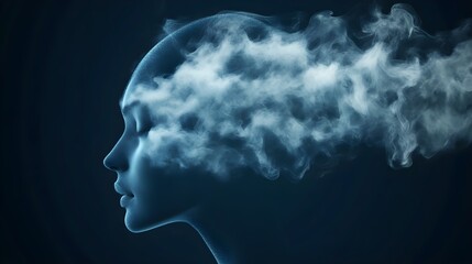 Obraz premium Smoke and Soul: A Mystical Portrait of Thought and Being