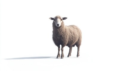 Fototapeta premium Sheep standing, white background, farm animal