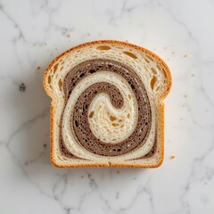 Fototapeta premium Swirled Chocolate and Vanilla Bread Slice Gourmet Bakery Close up Food Photography