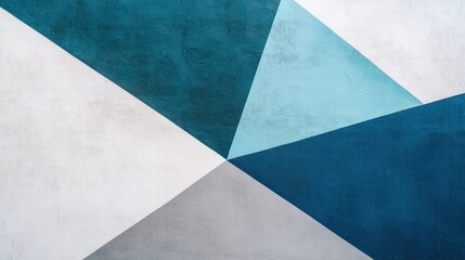 Abstract Geometric Wall Art: Teal, Gray, and White Triangles