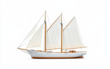 Obraz premium Traditional Sailing Ship with White Sails and Wood