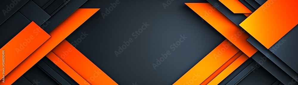 Poster a modern abstract background featuring overlapping orange and black geometric shapes, perfect for di