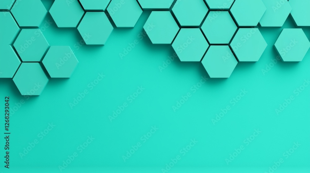 Aufkleber a vibrant teal background features a pattern of interlocking hexagons, creating a modern, geometric 