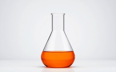 Orange Liquid in Laboratory Glass Flask on White Surface