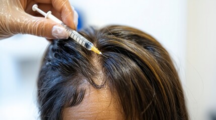 Fototapeta premium Hair Loss Treatment Mesotherapy Microneedling Plasma Injection