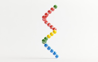 Colorful 3D Spheres Arranged in Spiral Pattern