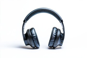 Studio shot Dark grey headphones, isolated, white background